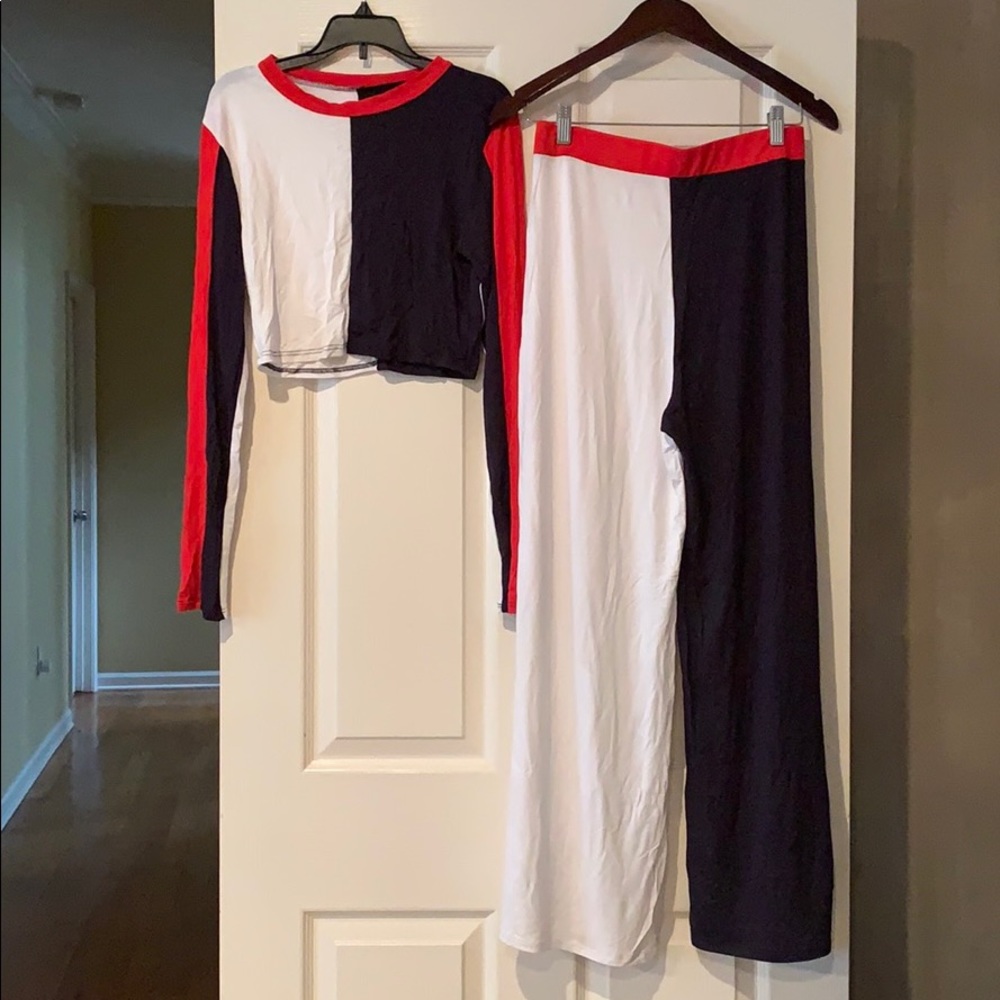 New Red/Black/White Color Block 2 piece set